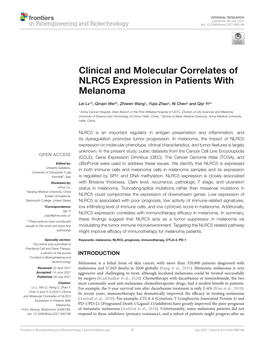 Clinical and Molecular Correlates of NLRC5 Expression in Patients with Melanoma