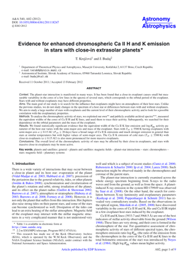 Evidence for Enhanced Chromospheric Ca II H and K Emission in Stars with Close-In Extrasolar Planets