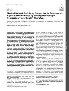 Myeloid Sirtuin 6 Deficiency Causes Insulin Resistance in High-Fat Diet