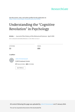 Understanding the 'Cognitive Revolution' in Psychology