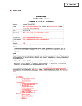 UAX #44: Unicode Character Database