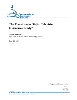 The Transition to Digital Television: Is America Ready?