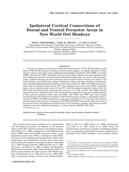 Ipsilateral Cortical Connections of Dorsal and Ventral Premotor Areas in New World Owl Monkeys