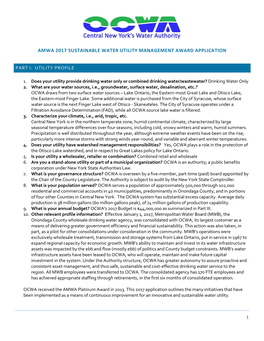 Amwa 2017 Sustainable Water Utility Management Award Application