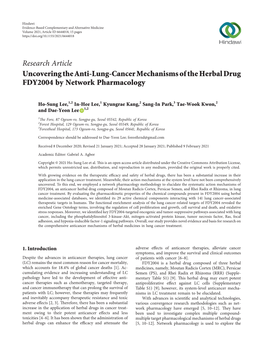Uncovering the Anti-Lung-Cancer Mechanisms of the Herbal Drug FDY2004 by Network Pharmacology
