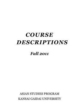 Course Descriptions