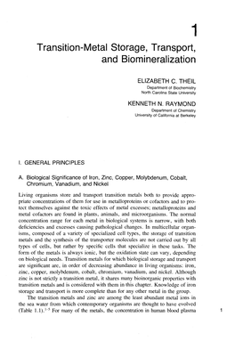 Transition-Metal Storage, Transport, and Biomineralization