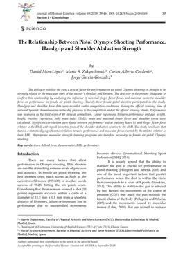 The Relationship Between Pistol Olympic Shooting Performance, Handgrip and Shoulder Abduction Strength