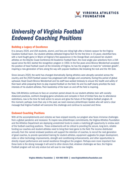 University of Virginia Football Endowed Coaching Positions