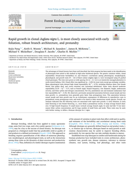 Rapid Growth in Clonal Juglans Nigra L. Is Most Closely Associated with Early Foliation, Robust Branch Architecture, and Protandry