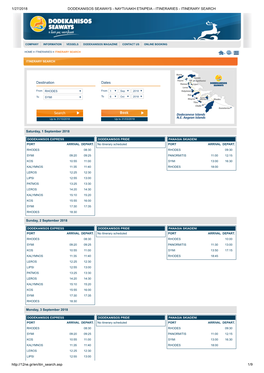 DODEKANISOS SEAWAYS Rhodes-Symi Timetable