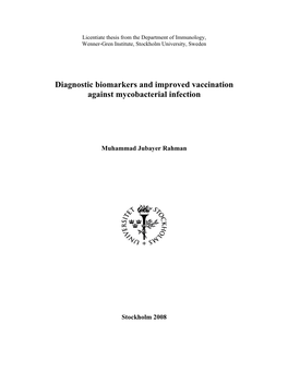 Diagnostic Biomarkers and Improved Vaccination Against Mycobacterial Infection