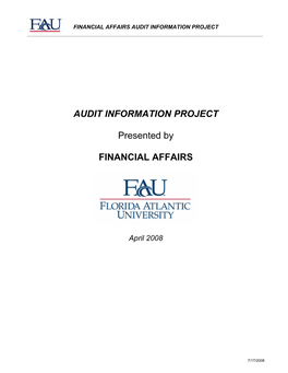 AUDIT INFORMATION PROJECT Presented by FINANCIAL AFFAIRS