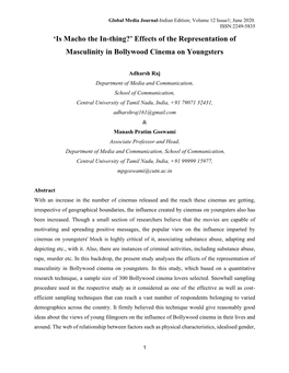 'Is Macho the In-Thing?' Effects of the Representation of Masculinity In