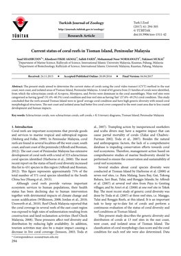 Current Status of Coral Reefs in Tioman Island, Peninsular Malaysia