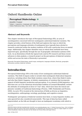 Perceptual Dialectology