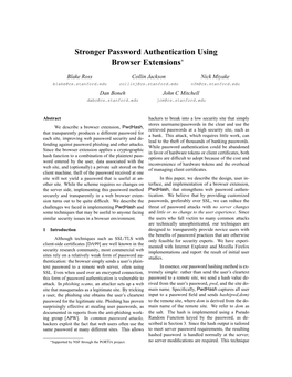 Stronger Password Authentication Using Browser Extensions∗