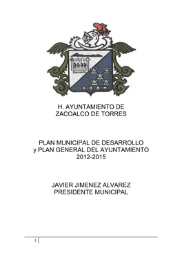 H. Ayuntamiento De Zacoalco De Torres Plan Municipal De