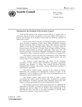 S/PRST/2003/14 Security Council