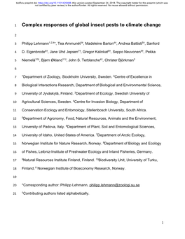 Complex Responses of Global Insect Pests to Climate Change