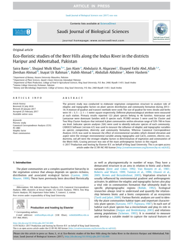 Eco-Floristic Studies of the Beer Hills Along the Indus River in the Districts