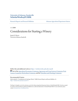 Considerations for Starting a Winery Justin R