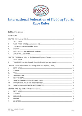 IFSS Race Rules 2017/2018 June 2017 1 / 47 VI