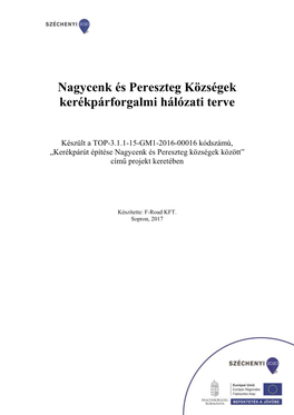 Nagycenk És Pereszteg Községek Kerékpárforgalmi Hálózati Terve