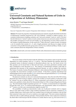 Universal Constants and Natural Systems of Units in a Spacetime of Arbitrary Dimension