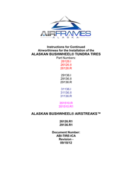 ALASKAN BUSHWHEEL® TUNDRA TIRES Part Numbers: 26126.I 26126.II 26126.R