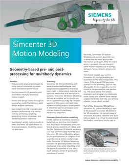 Simcenter 3D Motion Modeling Are Associated to the Base Design Data