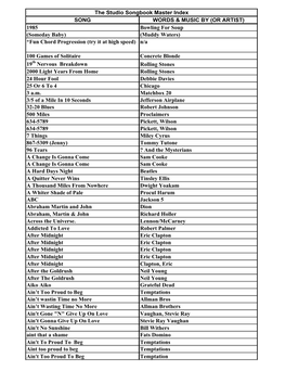 Copy of Songbook Master Index for Website