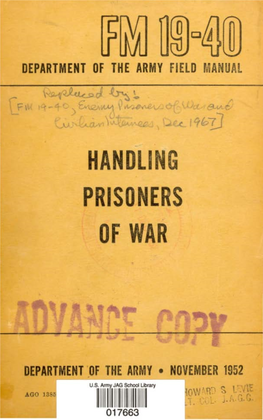 Handling Prisoners of War, FM 19-40