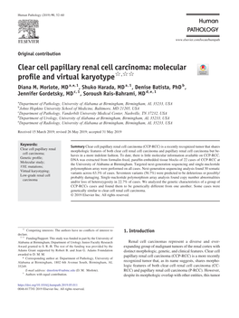 Clear Cell Papillary Renal Cell Carcinoma: Molecular Profile and Virtual Karyotype