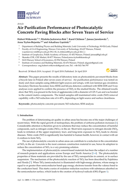 Air Purification Performance of Photocatalytic Concrete Paving