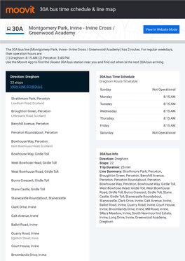 30A Bus Time Schedule & Line Route