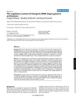 The Regulatory Content of Intergenic DNA Shapes Genome Architecture