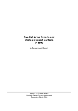 Swedish Arms Exports and Strategic Export Controls in 1999