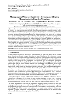Management of Vineyard Variability: a Simple and Effective Alternative to the Precision Viticulture