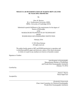 Molecular Determination of Marine Iron Ligands by Mass Spectrometry