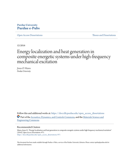 Energy Localization and Heat Generation in Composite Energetic Systems Under High-Frequency Mechanical Excitation Jesus O