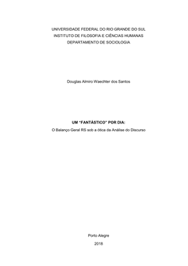 Universidade Federal Do Rio Grande Do Sul Instituto De Filosofia E Ciências Humanas Departamento De Sociologia