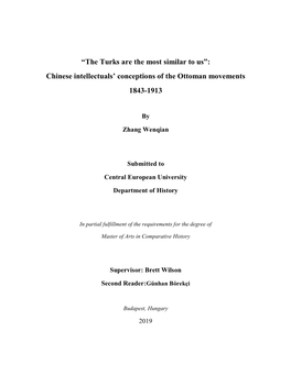 “The Turks Are the Most Similar to Us”: Chinese Intellectuals' Conceptions