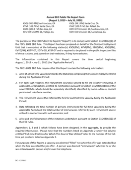 Annual EEO Public File Report Form (August 1, 2019 – July 31, 2020)