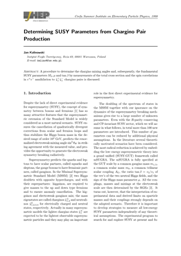 Determining SUSY Parameters from Chargino Pair Production