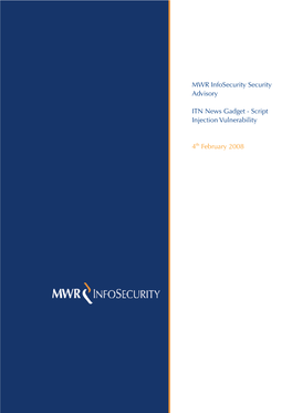 MWR Infosecurity Security Advisory ITN News Gadget Vulnerability