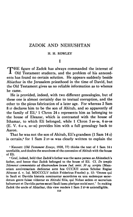 Zadok and Nehushtan