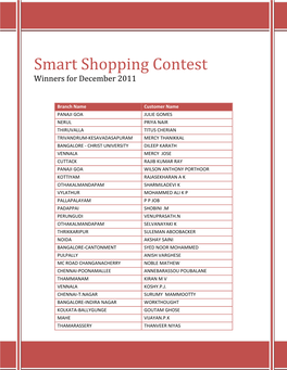 Smart Shopping Contest Winners for December 2011