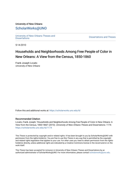 A View from the Census, 1850-1860