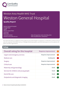 Weston General Hospital Newapproachfocused Report